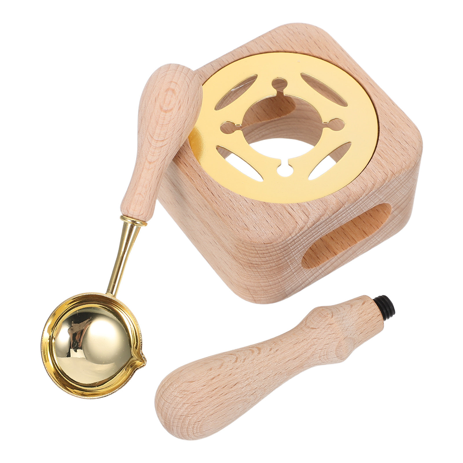Wax Seal Stamp Set - مجموعة ختم الشمع، بتصميم خشبي طبيعي