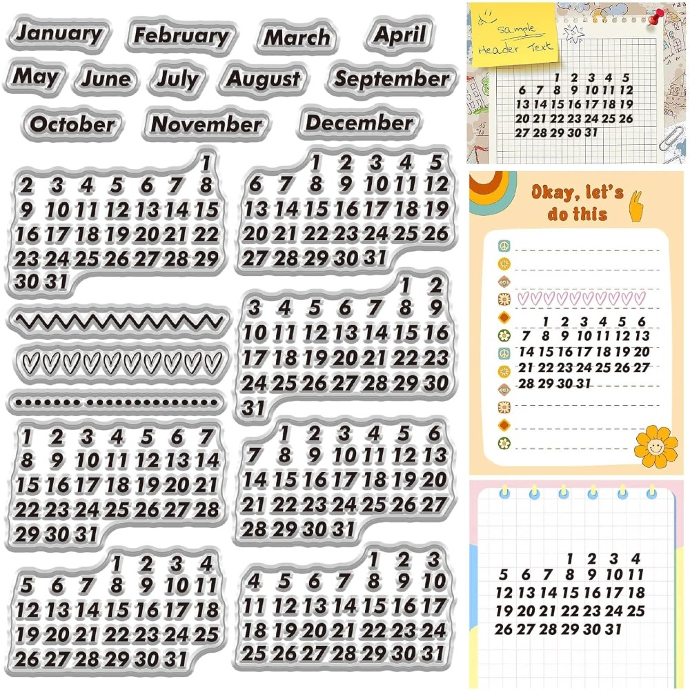 Rubber Date Stamp - تاريخ التقويم واضح Stamps خمر شهر